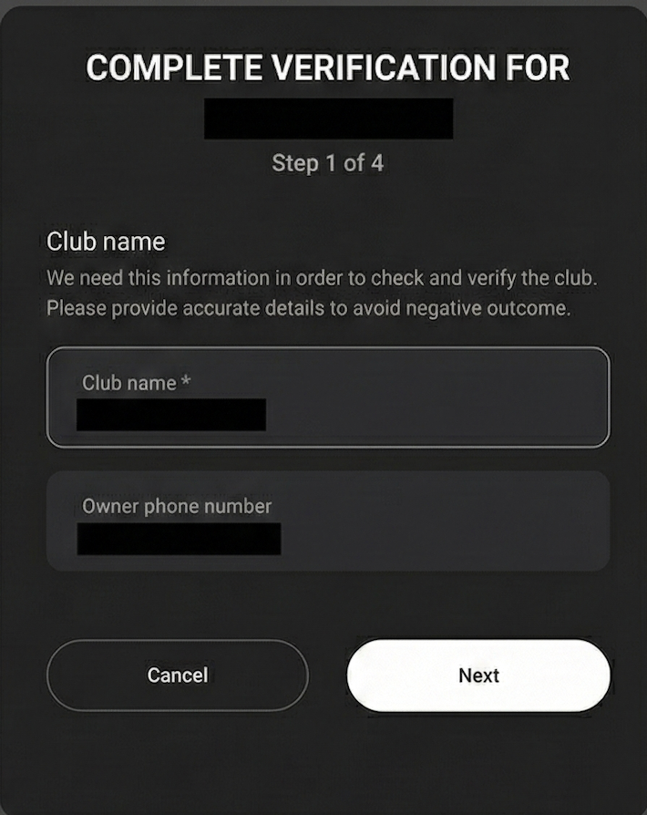 Club verifizieren Screenshot 2